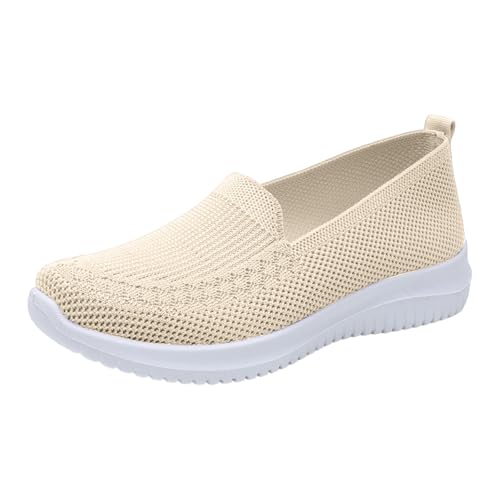 Zapatillas Gym Mujer ortopédicas distribución presión Plantar y fácil Calzado, sin Rozaduras para Movilidad Reducida y Paseos Cortos(Caqui37)