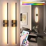 Battery Operated Wall Sconce Set of 2, Wireless Wall Light with Remote Control, 10000mAh Rechargeable Wall Sconce Up to 70 hrs of Lighting Time, RGB Dimmable Wall Lamp for Bedroom Hallway, 360°Rotate