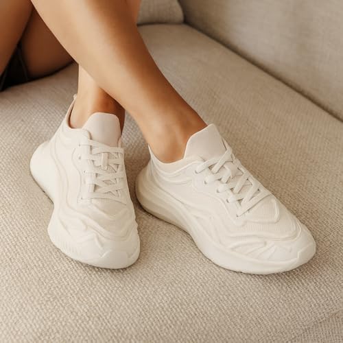 CUSHIONAIRE Trax Lace-Up Mesh Womens Shoes - Lightweight Platform Fashion Sneakers Casual Gym Shoes for Women2