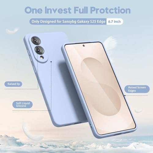Image of DIZORO Microfiber Candy Case Compatible for Samsung S25 Edge 5g Smooth Touch Cushion Liquid Soft Silicone Gel Rubber Phone Cases Non-Slip Full Body Protective Shockproof Back Cover - Carolina