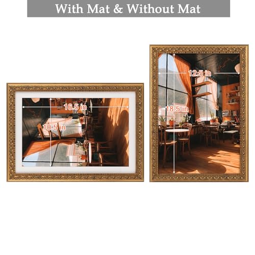 Image of Golden State Art, 13X19 Ornate Finish Photo Frame with White Mat for 11X17 Picture & Real Glass, Color: Bronze