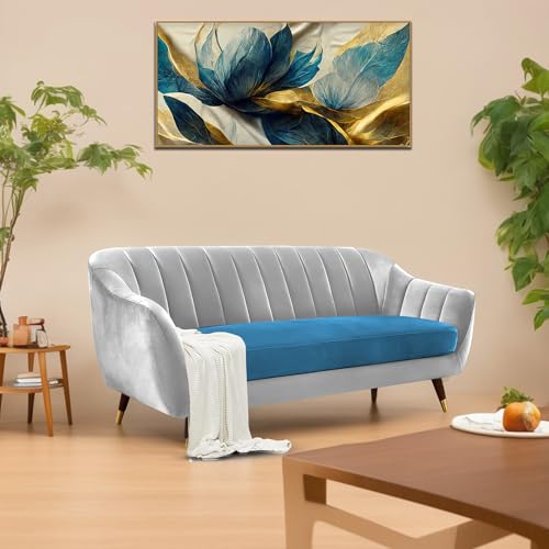 Image of Casaliving Anyse 3 Seater Sofa Set for Living Room (Turquise Grey Fabric) Premium Fabric Sofa for Living Room