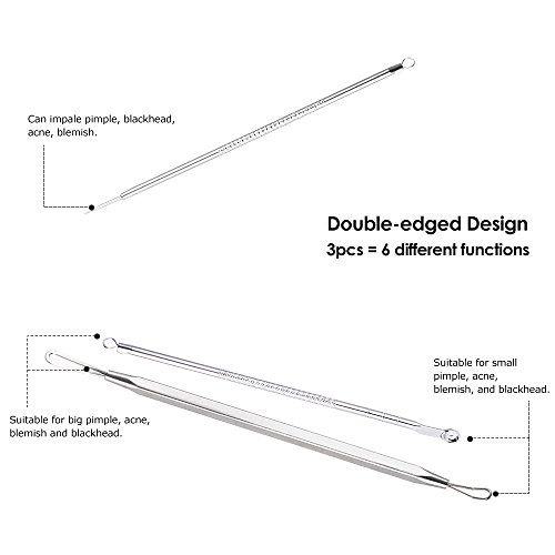 Chusui 4Pcs Stainless Steel Blackhead Extractor Tool Facial Comedone Acne Blemish Remover Kit Set De