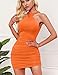 Kaximil Women's Sexy Ruched Sleeveless Criss Cross Bodycon Club Party Short Mini Dresses, Large, Orange