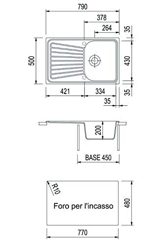 Lavello PLADOS LINEA SPAZIO 79.10 ad una vasca più...