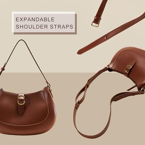 Image of SUNLIGHT LEAVES Vintage Vegan Leather Crescent Hobo Bag For Women Lunar Shoulder Purse Satchel Under Arm Lady Handbag