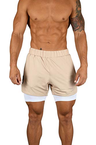 Youngla Compression Shorts - Soft, Breathable, Stretchy Mens Compression Shorts With Pocket - Compression Shorts For Men 105 Beige/White Xl #TOP7