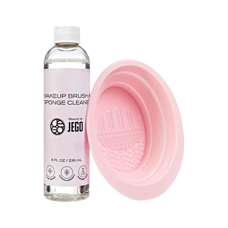 JEGO Limpador líquido para pincéis, esponjas e acessórios de maquiagem com tigela — 240 mL