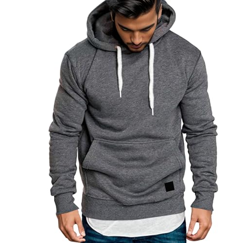 Genérico Sudadera Original Hombre Suéter de tamaño con Capucha Informal para Hombre Sudaderas Hombre Baratas Capucha (Grey, S)
