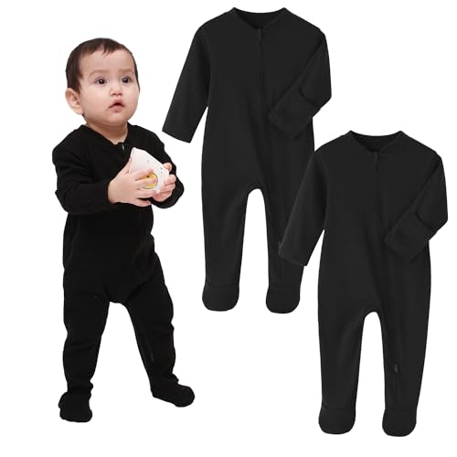 Image of GLEAMING GRAIN Baby Kids Sleep and Play Baby Cotton Sleeper Zip Front Footed Pajamas 0-12 Month
