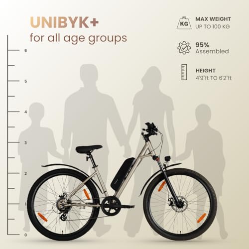 Image of HORNBACK UniByk+ Electric Cycle 27.5 Inch | Easy Access Frame E-Bike | 75 Km Pedal Assist Range | Front Lockout Suspension | LCD Display with USB Charging | Unisex Adult Cycle | Deep Forest Green