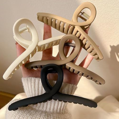 Image of Elayna Clature Hair Clip for Women and Girls 2Pcs | Non Slip Strong Hold Neutral Matte Hair Claw Clip | Hair Accessories (Multicolor)
