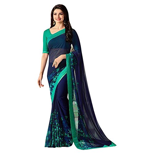 Sari traditionnel bleu en soie pour mariage et fêtes indiennes élégance Bollywood