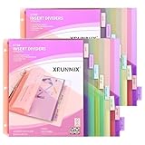 8-Tab Binder Dividers with 2 Pockets, Index Pockets for 3 Ring Binders, 8 Pastel Colors, US Letter Size (2 Packs - 16 Counts)