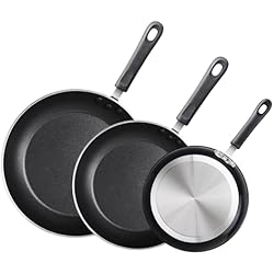 Sartenes Cook N Home Cook N Home Sartén antiadherente para sartén de 3 piezas, 20,3 cm/9,5 pulgadas/11 pulgadas, negro