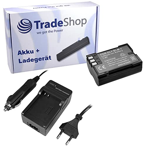 Oferta IM Set: batería de ion de litio + cargador de batería con adaptador de coche equivalente a PS BLM1 PSBLM1 PS BLM 1 BLM5 para Olympus CAMEDIA C 5060 C 7070 C 8080 Wide Zoom E1 E 3 E300 E330 E500