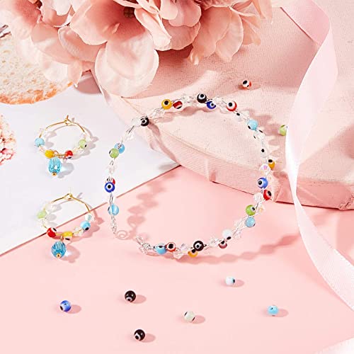 Nbeads 1 Strand 4Mm Random Mixed Color Handmade Evil Eye Lampwork Beads Round Glass Beads Diy Crafts Evil Eye Charms For Bracelet Jewelry Making, About 96Pcs/Strand #TOP2