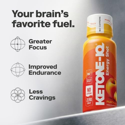 Image of Ketone-IQ No Caffeine Ketone Shots for Focus, Peach, 12 Pack