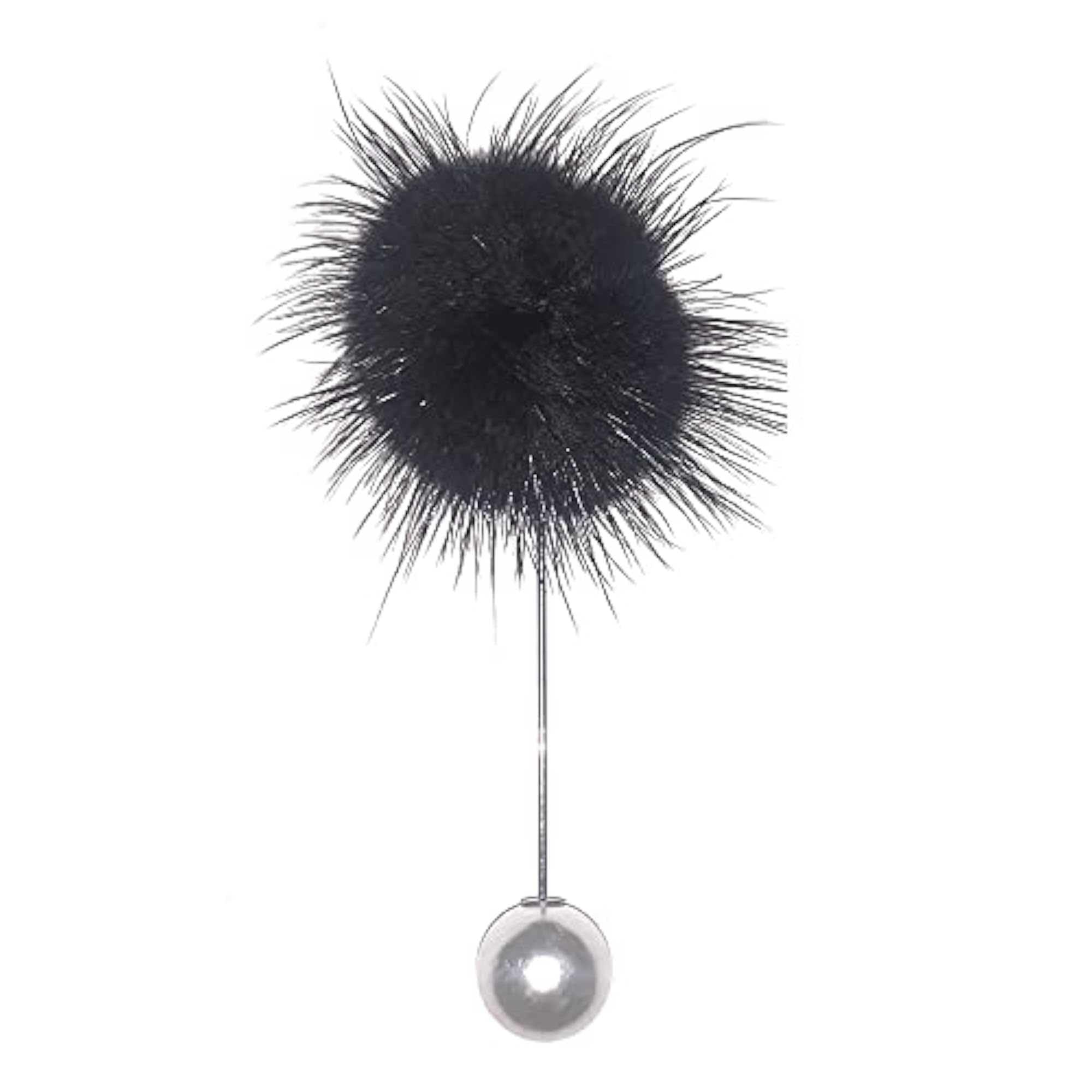 Soft Fur & Pearl Closure Lapel Pin, Unisex Gift