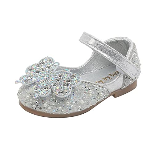 Girls Dress Shoes Mary Jane Flower Glitter Princess Ballet Flats