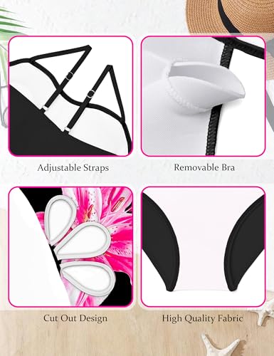 Image of Girls Swimsuit Adjustable Straps Cut Out One Piece Bathing Suit with Solid Color Cover Up Skirt Girls' Swimwear 5-16Y