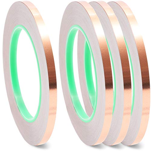 0.25-Inch Wide Copper Foil Tape with Conductive Adhesive (36 Yards, 4 Pack)