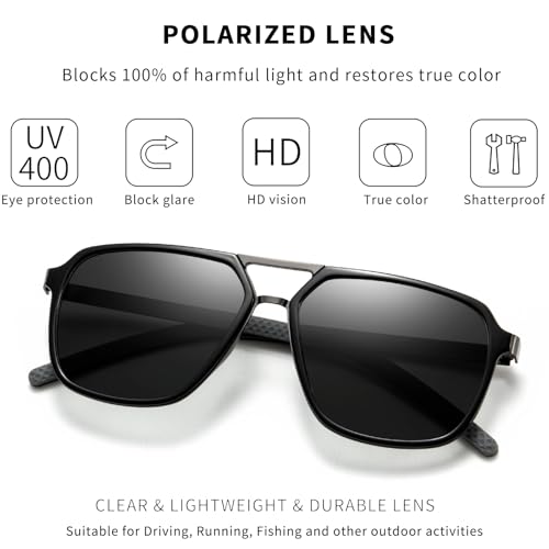 Oversized Retro Aviator Sunglasses for Men Polarized Trendy Rectangle Shades 80s 90s Sun Glasses3