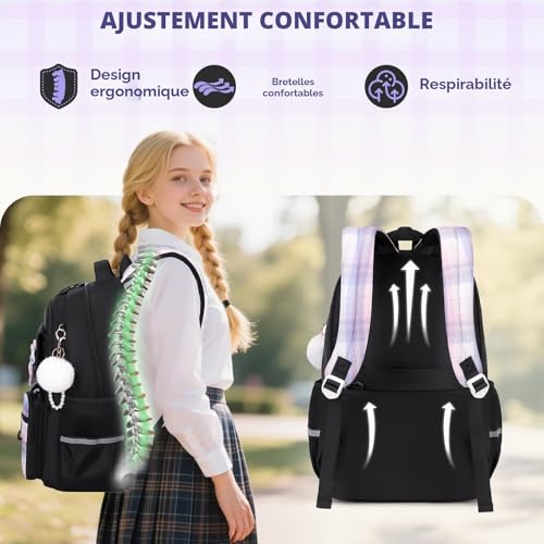 Tanou Cartable Fille Primaire, Sac à Dos Scolaire College – vue 2