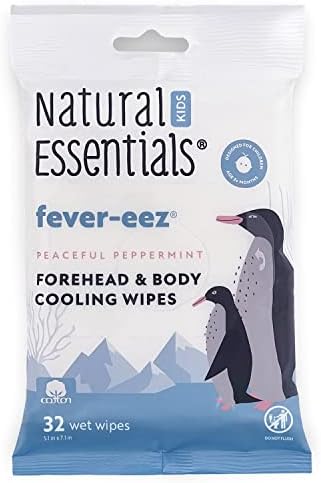 Natural Essentials Fever-eez Baby Fever Relief for Kids, Soothing Forehead & Body Wipes for Babies, Provide Immediate Cooling Sensation during Fevers, High Body Temperatures and Hot Flashes