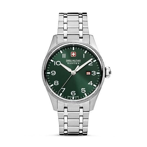 Swiss Military Hanowa SMWGH2101604   Reloj analógico de Cuarzo para Hombre con Correa de Acero Inoxidable, Plata, Talla única, Pulsera