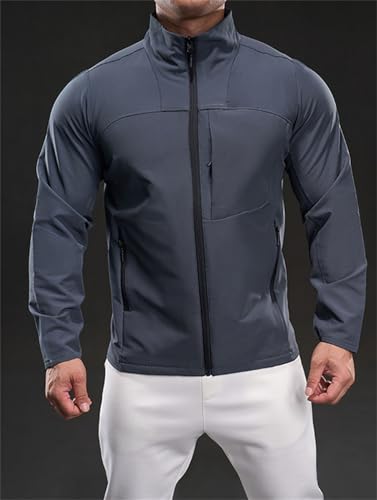 Image of Men's Lightweight Softshell Jacket Waterproof Windbreaker Work Jackets Coats Hiking Outdoor with Pockets