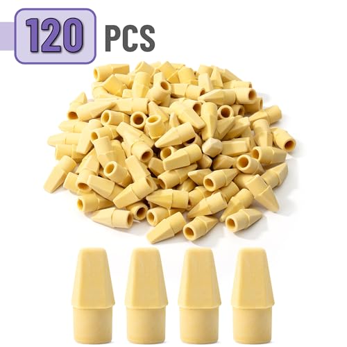 Image of Mr. Pen- Pencil Eraser Toppers, 120 Pack, Yellow, Cap Erasers | Pencil Top Erasers, Eraser Caps, Tops for Pencils