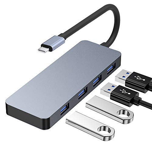 HOPLAZA Hub C USB, Adaptateur USB C avec 4 Ports USB 3.0, hub de données en Aluminium Haute Vitesse Compatible avec MacBook Pro, périphériques USB de Type C (Gris)