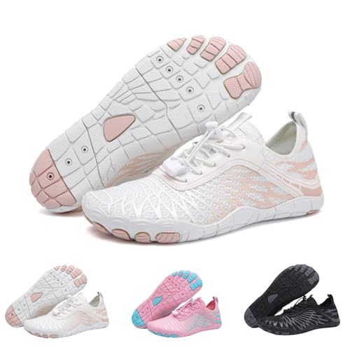 Hike Barefoot Shoes Womens Mens, Pro Water Shoe Women Men Footwear Barefoot Hike Shoes for Travel, Wide Toe Box Non-Slip Breathable Zero Drop Shoe White