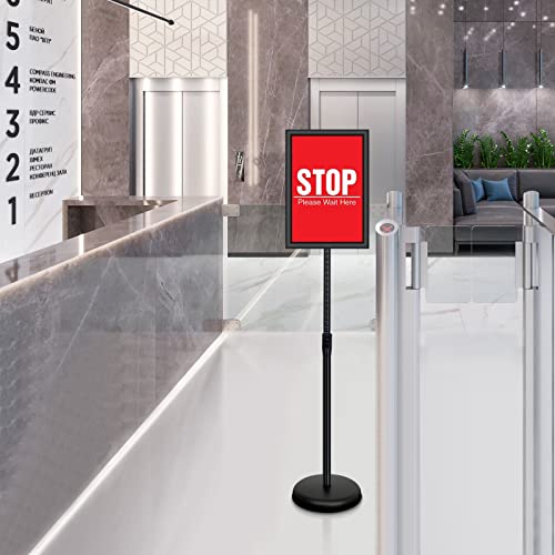 Vaiigo 6Packs 8.5X11 Inch Adjustable Pedestal Poster Sign Stand, Heavy Duty Floor Standing Sign Holder Stand Aluminum Snap Open Frame For Vertical And Horizontal View Sign Displayed(Black) #TOP7