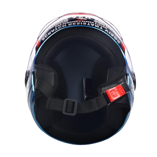 Image of ASR Junior Riders Helmet, High-Impact ABS Shell, Scratch & UV Resistant, Wide-View Visor, ISI Approved, Boys & Girls,Size-XS (Blue)