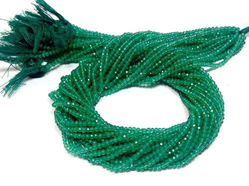 Perles rondelles facettées onyx vert 2-3mm LKBEADS fil de pierre naturelle