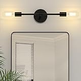 FadimiKoo 2-Light Black Bathroom Lighting Over Mirror, Modern Sconces Wall Light Fixtures, Indoor Semi Flush Mount Ceiling Light for Hallway Bedroom Kitchen (1 Pack)