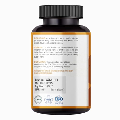 Comfort Curcumin Extract 95% Supplement, Ginger Extract & Black Pepper Extract,1300mg With Curcuma Longa, Turmeric & Ginger Root extract 60Veg Capsules Anti Inflammatory For Joint Health,Heart,Digestion & Weight Management Support & Immunity Plant Based, Clean Label For Men, Women 1300mg, Per Serving - Image 3 thumbnail
