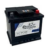 12V 50Ah Autobatterie - 420A Kaltstartstrom - Wartungsfrei & Langlebig für PKW, Kompaktklasse & Benzinmotoren - Sicherer Kaltstart - Power Hexagone