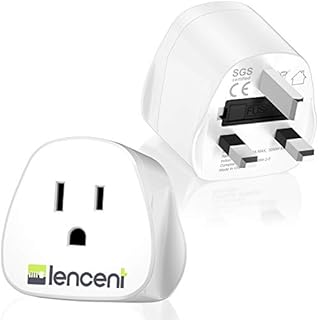 LENCENT 2X US to UK Plug Adapter, America 2/3 Pin to 3 Pin UK Travel Adaptor, the United States/Mexico/Canada to British Plug Adapter with 13A Fuse- White, 2 Pack
