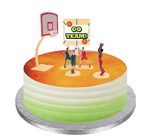 Themed Mini Cake/Food/Cupcake/Appetizer/Desert Miniature Decorating Topper Decorations (Basketball)
