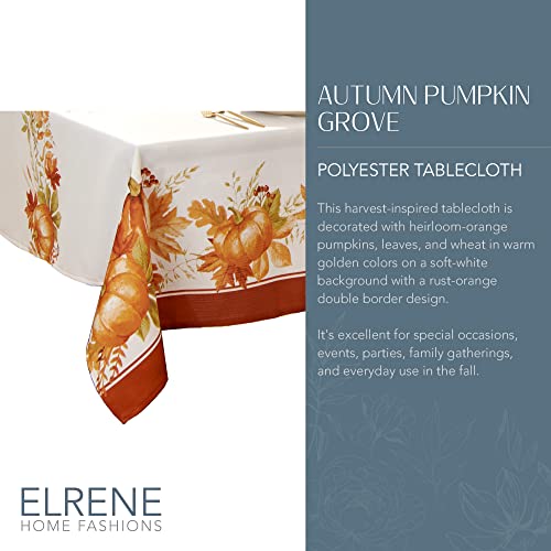 Elrene Home Fashions Autumn Pumpkin Grove Tablecloth, 60"X84" Rectangle, Multi Color #TOP1