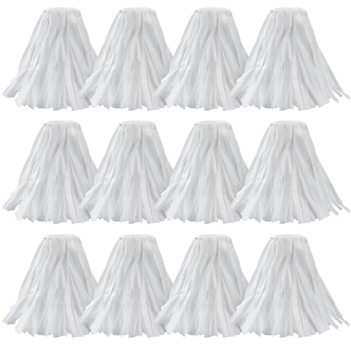 MATTHEW CLEANING Looped-Open Disposable Industrial Wet Mop Head 1.25 Universal Headband Non-Woven Commercial Replacement for Indoor & Outdoor Use Floor Cleaning String Mop Refill 12 Pack