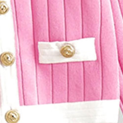 HGps8w Knitted Business Outfits for Women Elegant Colorblock Button Up Cardigan and Bodycon Midi Skirt Dressy 2 Piece Sets4