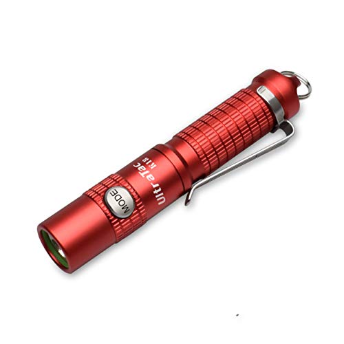 UltraTac K18 High Lumen EDC Flashlight for Ladies, AAA Battery, Stainless Steel Side Switch, Support 10440 Rechargeable Battery (Red)
