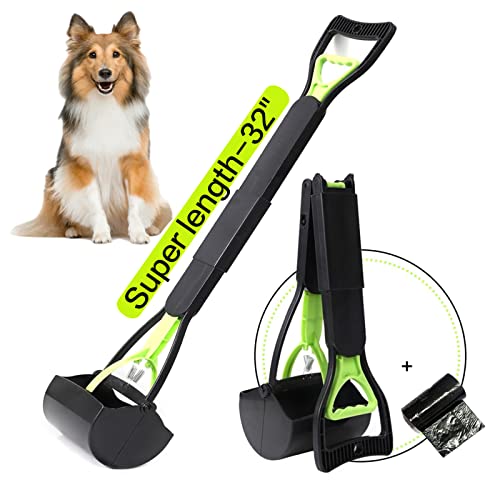 Heebzpet Dog Pooper Scooper For Large Small Dogs And Cats, Portable Long Handle 32-Inch Foldable Poop Scoop,Dog Pooper Scooper With Poop Bags For Grass And Gravel Pet Waste Pick Up #TOP2