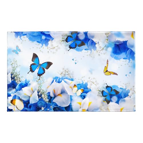 Giwawa Blue Floral Butterfly Rug