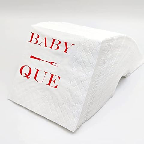 SharkBliss Baby Que Baby Shower Napkins, 100 Pack Red Baby Q Gender Reveal Disposable Paper Beverage Cocktail Napkin for Summer Barbecue Picnic Baby Welcome Birthday Party Decor 2-Ply, 5x5"(Baby Que) Cover