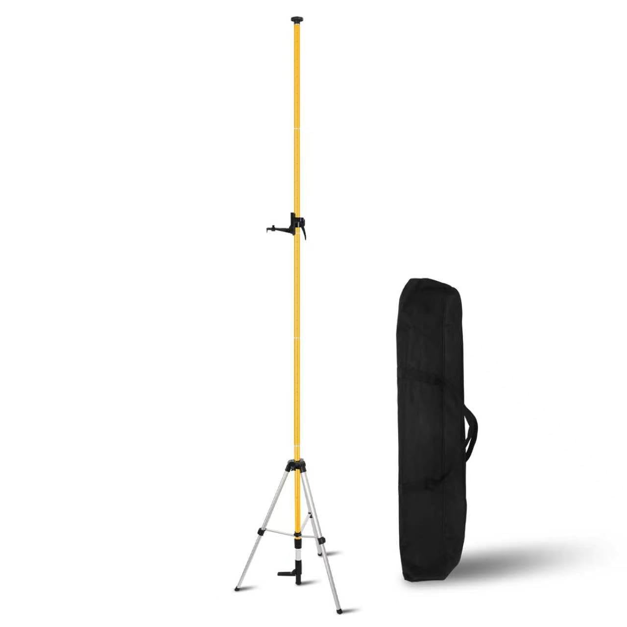 Photo 1 of 12 Ft./3.7M Professional Lasers Level Pole with Tripod, Adjustable Telescoping Pole for Leveling Tools, Multi-functional Fine-tuning Bracket with 1/4  ” and 5/8” Thread Adapters, Includes Carrying Bag